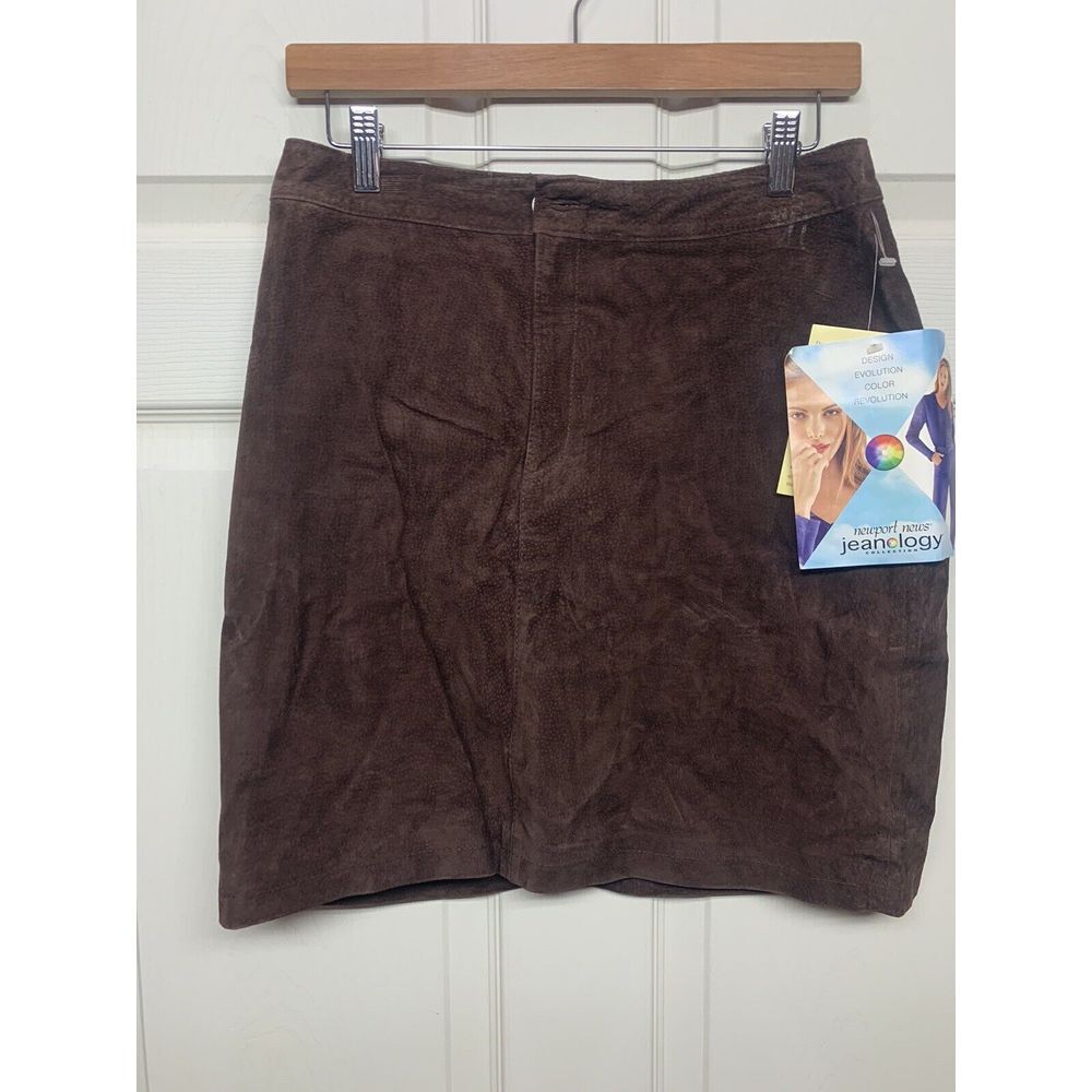 NWT JEANOLOGY ESPRESSO fully lined Brown SUEDE JEANS STYLE SKIRT size 10